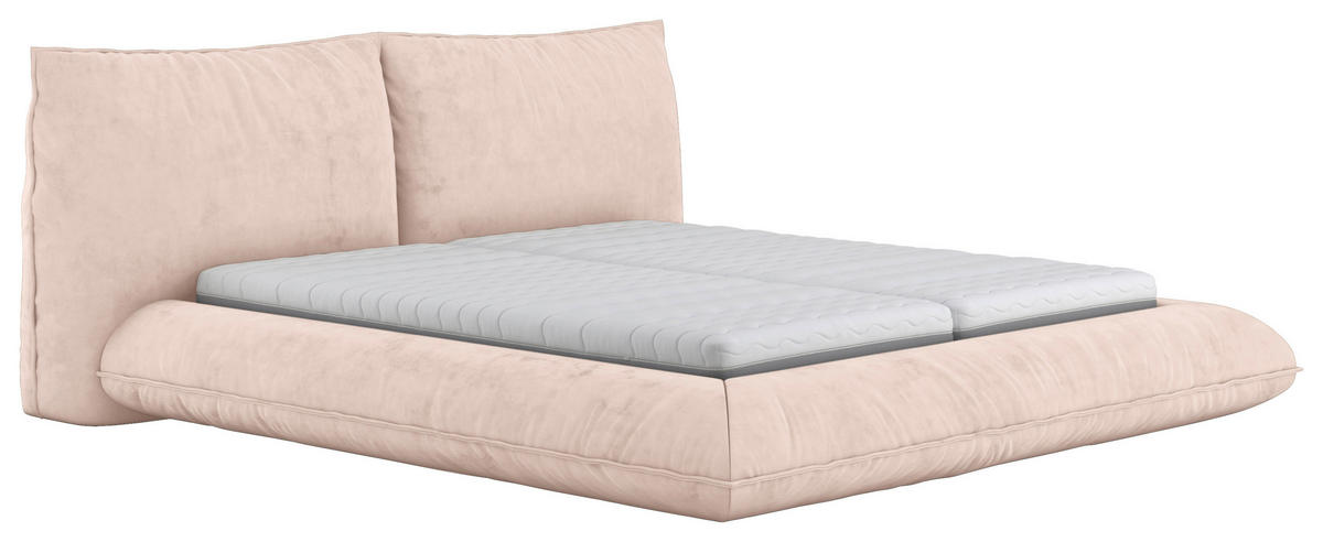 POLSTERBETT 180/200 cm,  in Hellrosa,  - Hellrosa/Schwarz, Design, Textil/Metall (180/200cm) - Belluti