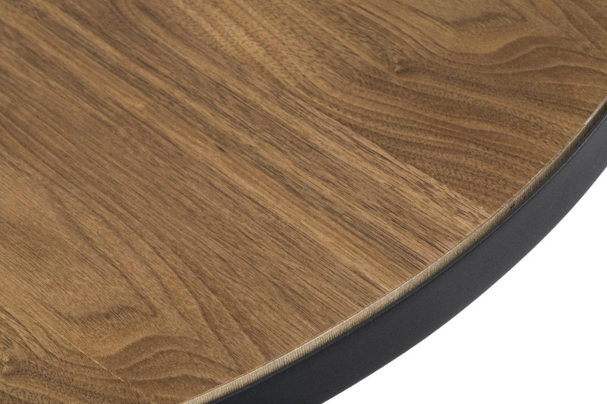COUCHTISCH Walnuss furniert rund Schwarz, Walnussfarben  - Walnussfarben/Schwarz, Design, Holz/Holzwerkstoff (80/40/80cm) - MID.YOU
