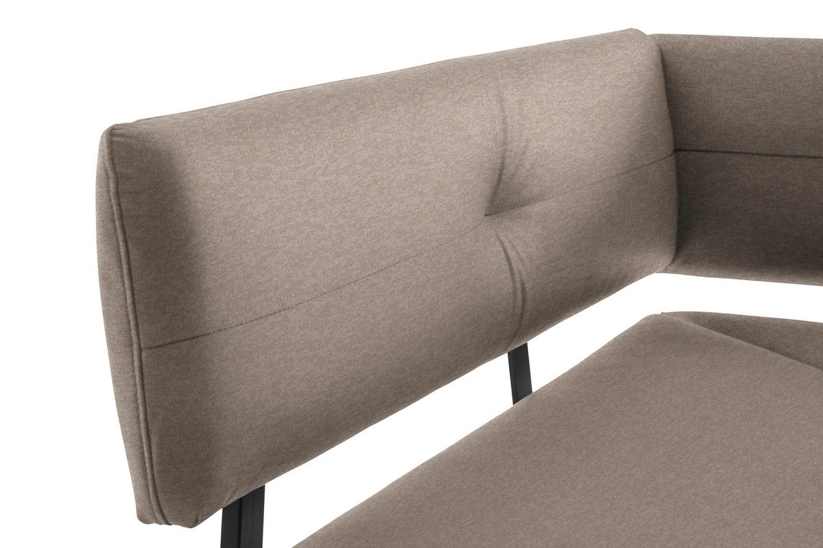 ECKBANK in Metall, Textil Schwarz, Hellbraun  - Hellbraun/Schwarz, Modern, Textil/Metall (140/180cm) - Cantus