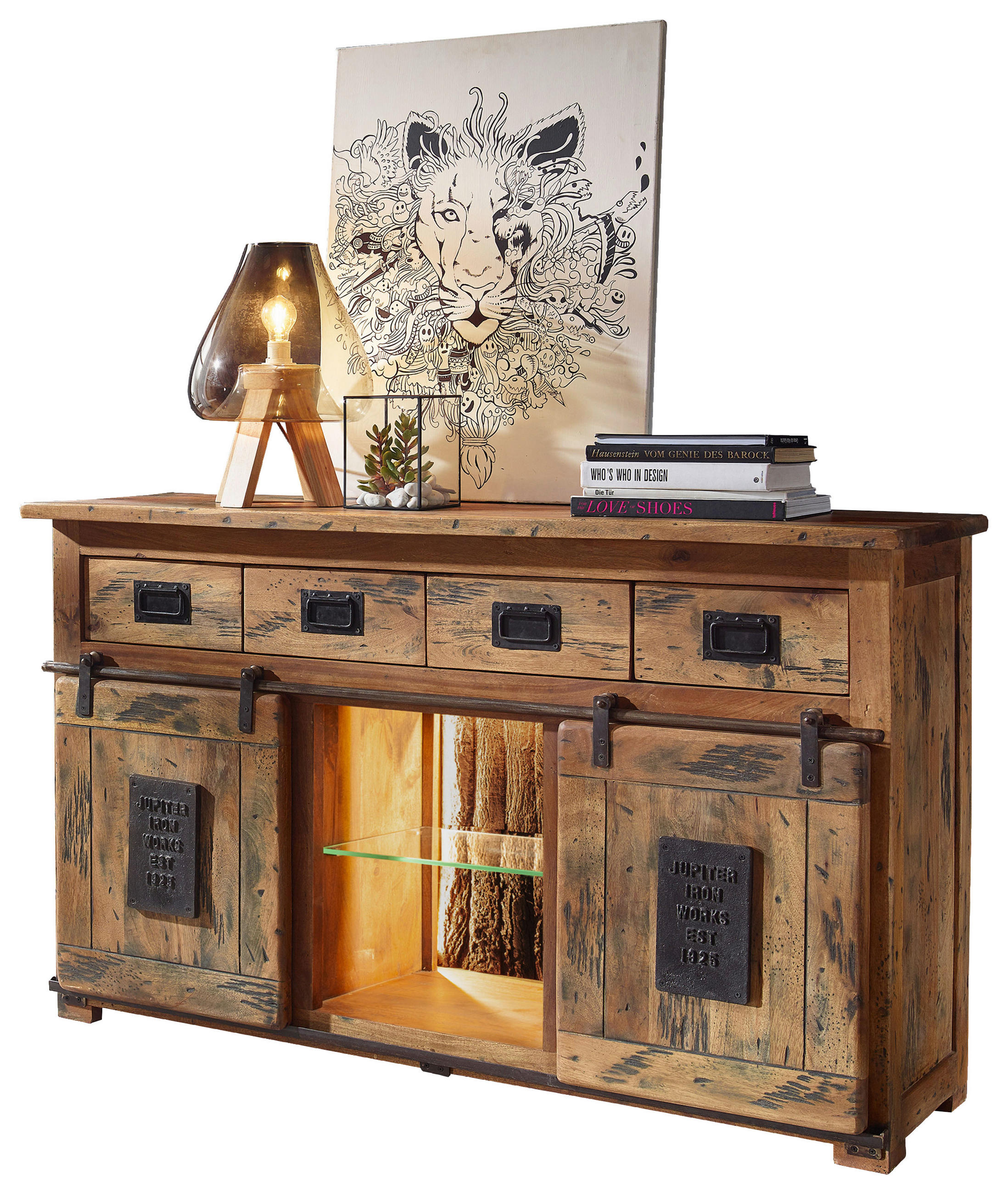 SIDEBOARD 150/90/45 cm  in Anthrazit, Braun  - Anthrazit/Schwarz, KONVENTIONELL, Glas/Holz (150/90/45cm) - Livetastic