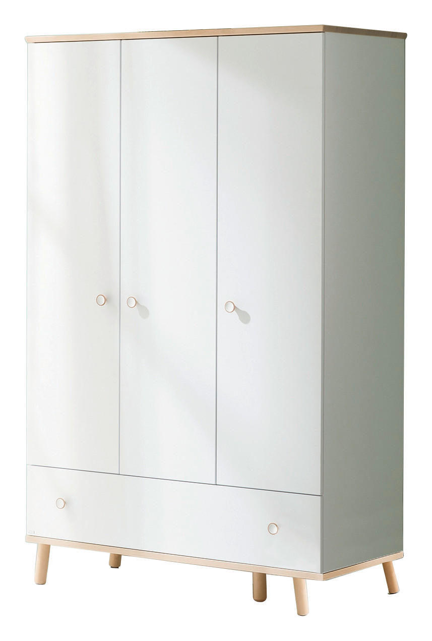  KLEIDERSCHRANK Weiß, Birkefarben  - Birkefarben/Weiß, Design, Holz/Holzwerkstoff (125,1/198,7/56,3cm) - Paidi
