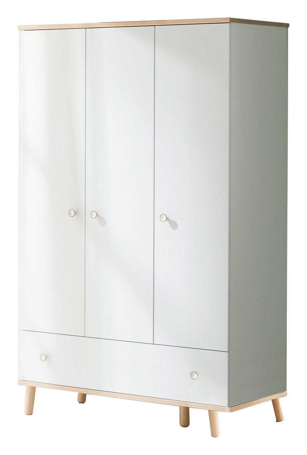 KLEIDERSCHRANK Weiß, Birkefarben  - Birkefarben/Weiß, Design, Holz/Holzwerkstoff (125,1/198,7/56,3cm) - Paidi