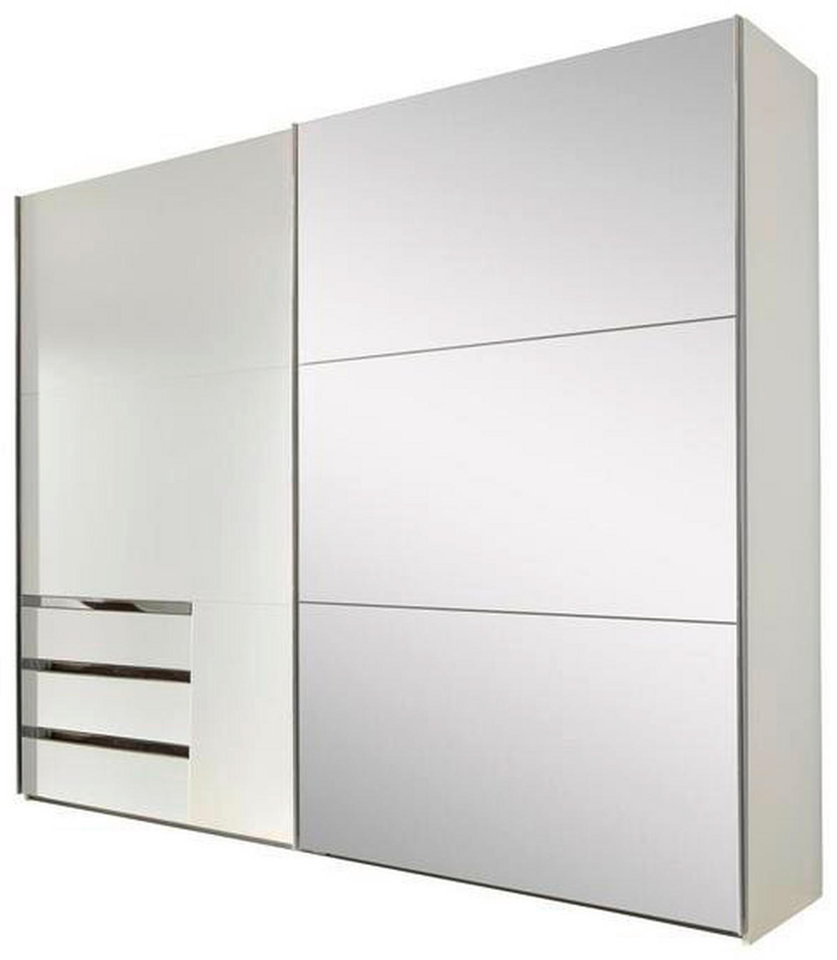 SCHWEBETÜRENSCHRANK in Weiss  - Chromfarben/Weiss, Modern, Glas/Holzwerkstoff (200/216/65cm) - MID.YOU