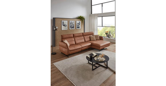 ECKSOFA in Echtleder Haselnussfarben 300/157 cm - Schwarz/Haselnussfarben, Design, Leder/Metall (300/157cm) - Dieter Knoll