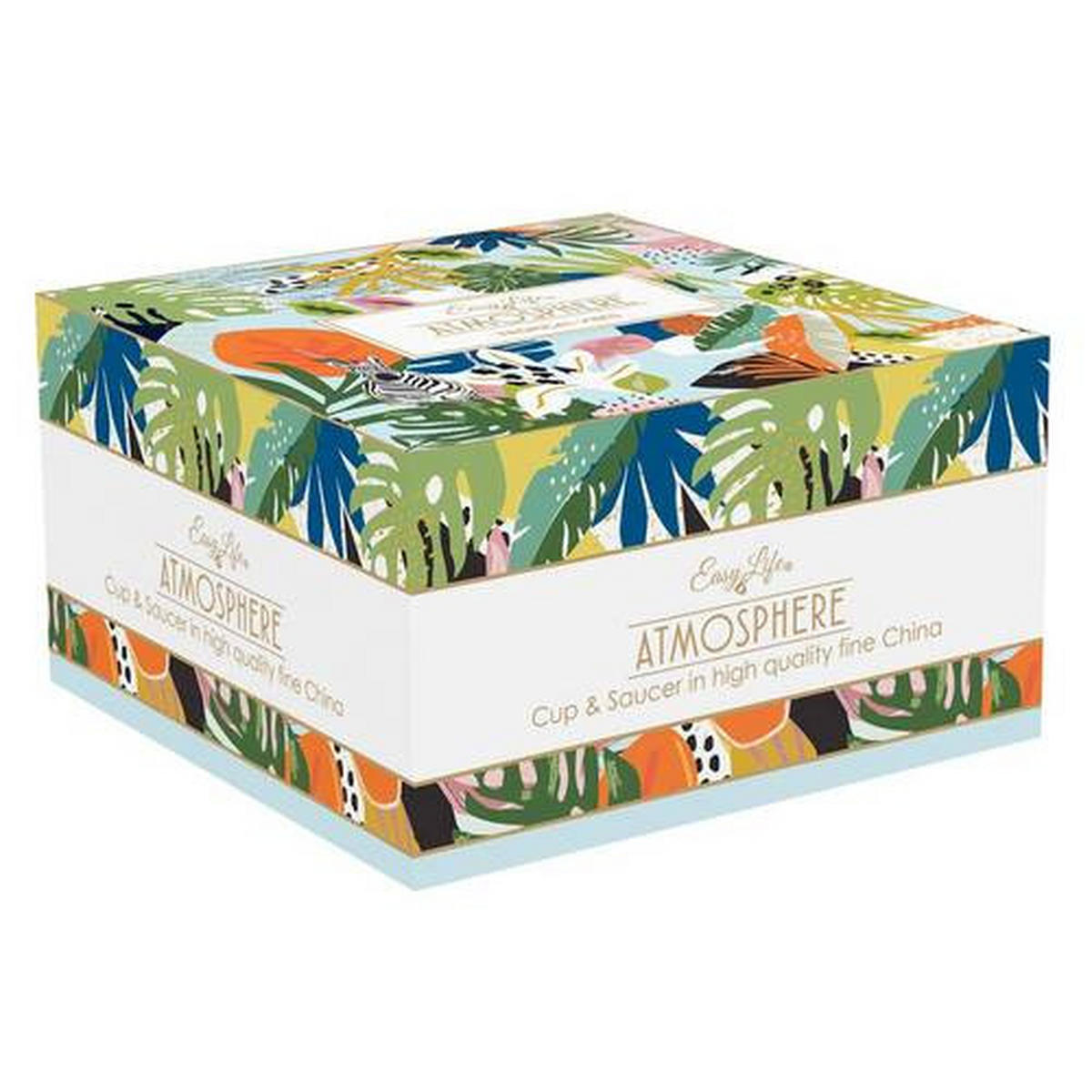 VELIKA SKODELICA S KROŽNIČKOM  TROPICAL VIBES       - večbarvno, Basics, keramika (400ml)