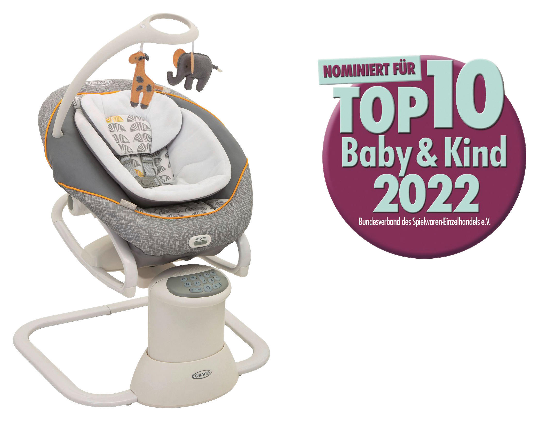 Thumbnail - Graco Schaukelwippe All Ways Soother, Weiß, Hellgrau, Beige, Textil, 72.5x65.2x81 cm, Bezug abnehmbar, waschbar, Sicherh...