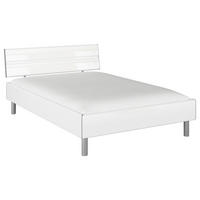 BETT 140/200 cm  in Weiß Hochglanz  - Weiß Hochglanz/Alufarben, Design, Holzwerkstoff/Metall (140/200cm) - Carryhome