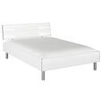BETT 140/200 cm  in Weiß Hochglanz  - Weiß Hochglanz/Alufarben, Design, Holzwerkstoff/Metall (140/200cm) - Carryhome