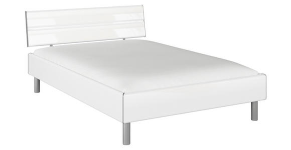 BETT 140/200 cm  in Weiß Hochglanz  - Weiß Hochglanz/Alufarben, Design, Holzwerkstoff/Metall (140/200cm) - Carryhome