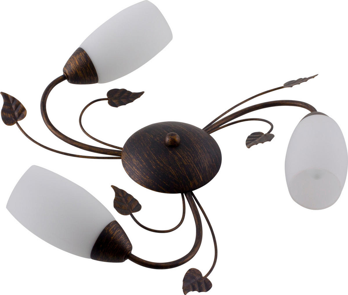 DECKENLEUCHTE 47/14 cm   - Rostfarben/Alabasterfarben, KONVENTIONELL, Glas/Metall (47/14cm)