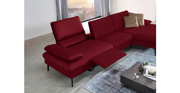 ECKSOFA in Echtleder Dunkelrot  - Schwarz/Dunkelrot, Design, Leder/Metall (325/157cm) - Dieter Knoll