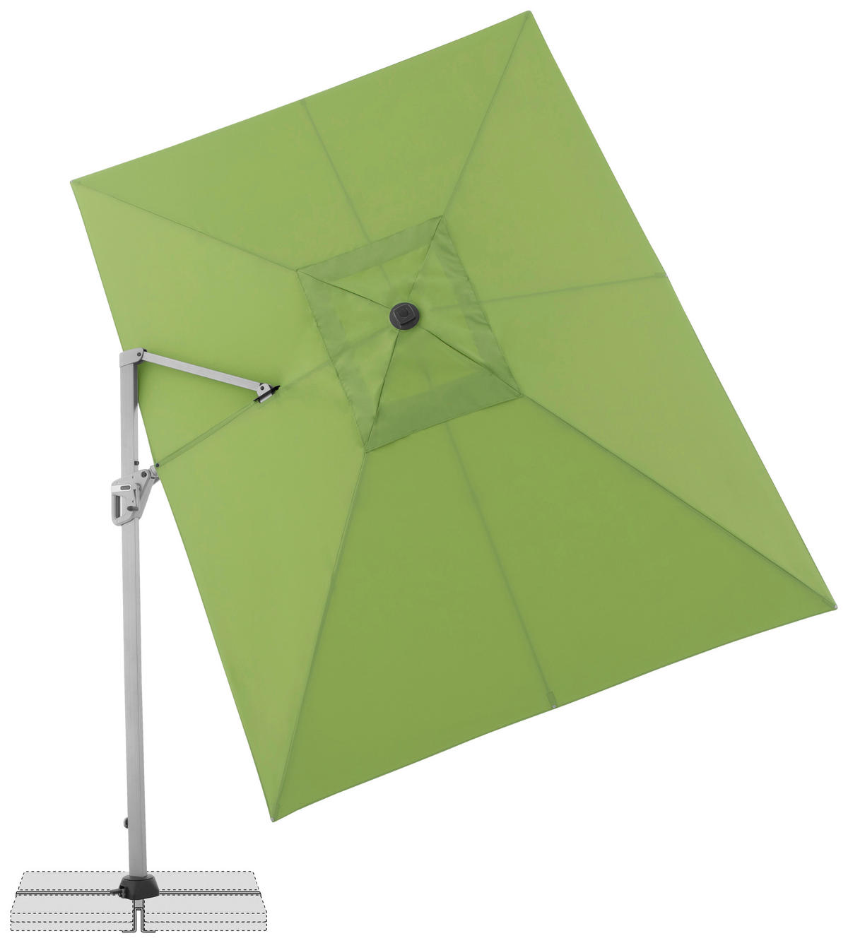 AMPELSCHIRM 350x260 cm Hellgrün  - Silberfarben/Hellgrün, Basics, Textil/Metall (350/260cm) - Doppler