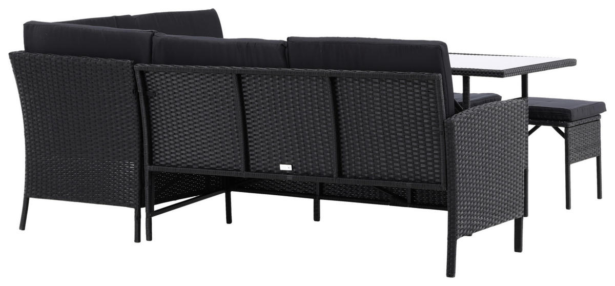 DINING-LOUNGESET  - Schwarz, KONVENTIONELL, Kunststoff - Gardenson