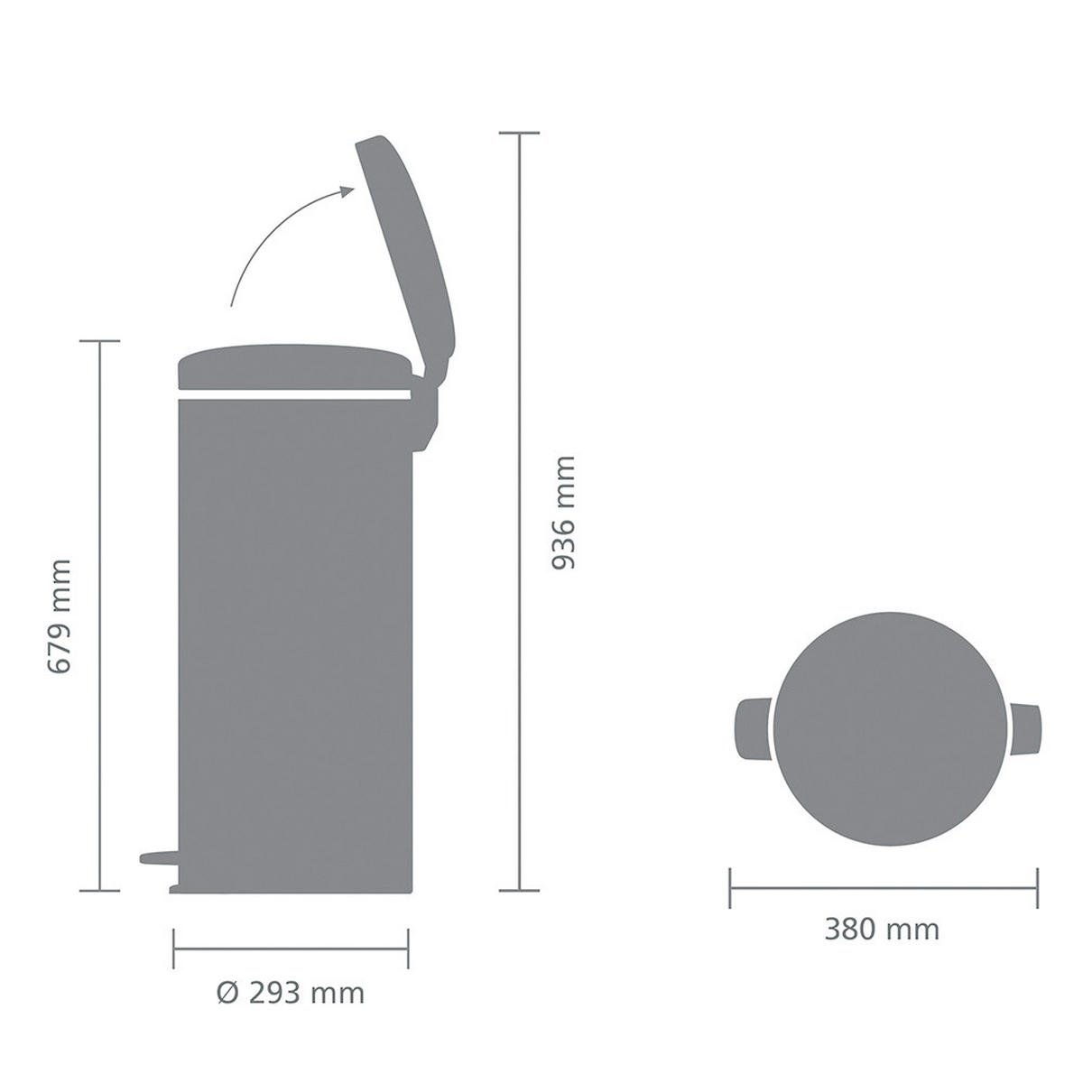 KANTA SA PAPUČICOM  30 l   - svetlosiva/antracit, Osnovno, metal/plastika (29.3/67.9/38cm) - Brabantia