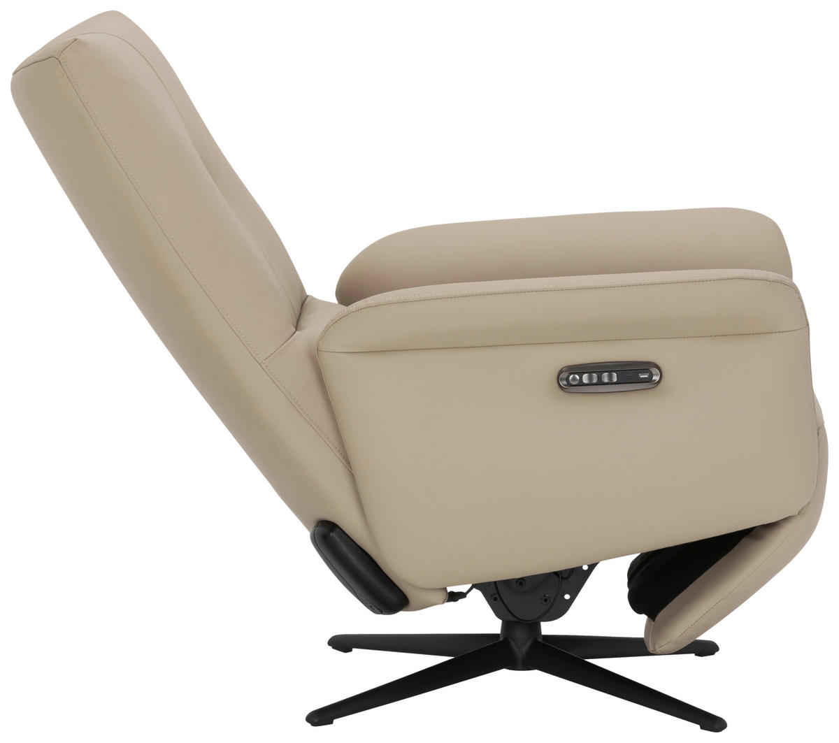RELAXSESSEL Lederlook Echtleder    - Beige/Schwarz, KONVENTIONELL, Leder/Textil (75/111/90cm) - Livetastic