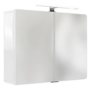Details zu Spiegelschrank 90 cm integrierte LED Beleuchtung doppelt verspiegelt : Weiß Hoch Details zu Spiegelschrank 90 cm integrierte LED Beleuchtung doppelt verspiegelt : Weiß Hoch
