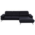 ECKSOFA in Echtleder Schwarz  - Schwarz, Design, Leder/Metall (328/193cm) - Dieter Knoll