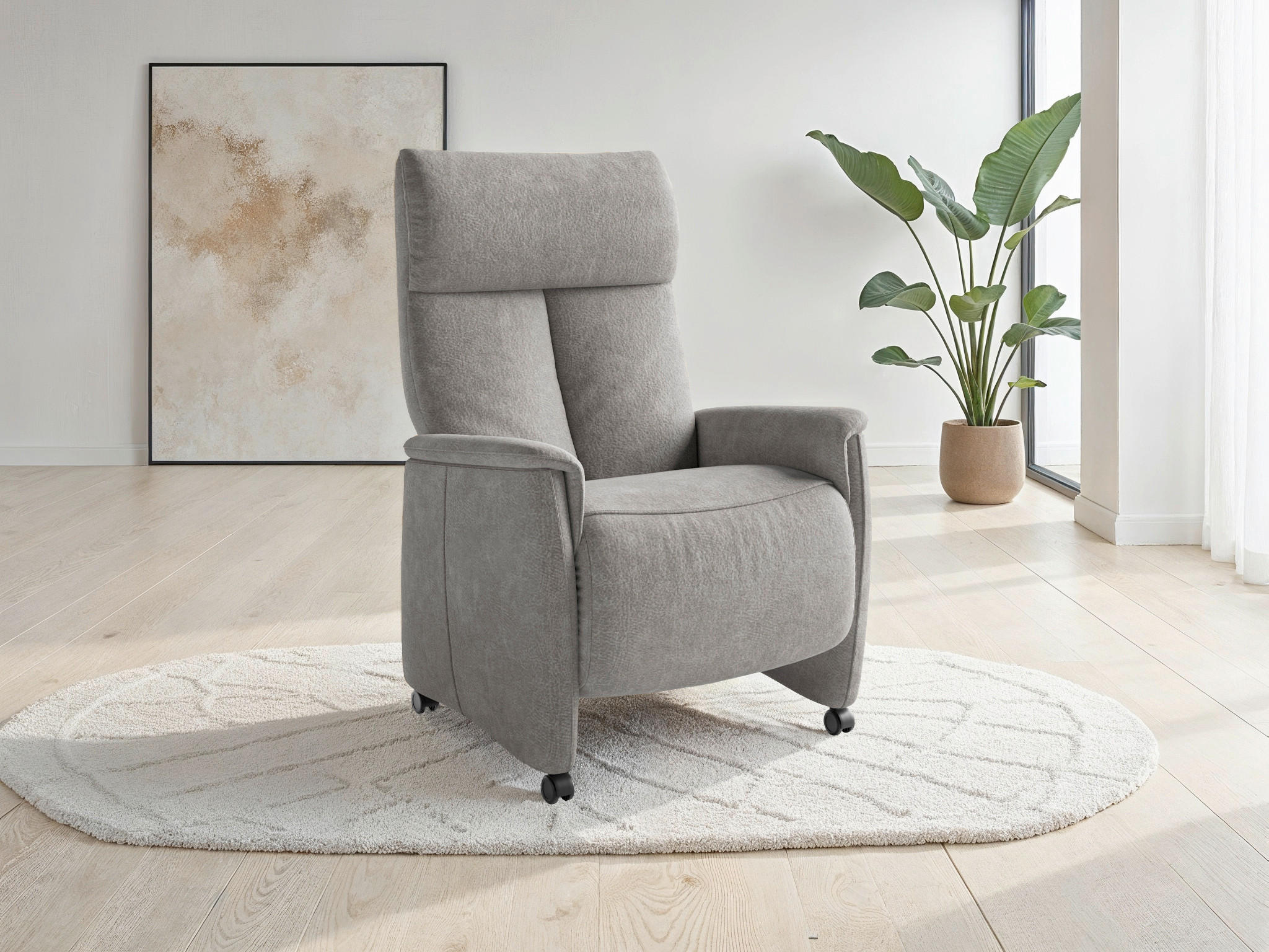 RELAXAČNÍ KŘESLO, textil, šedá - šedá/černá, Basics, textil/plast (76/110/84cm) - Sit & More