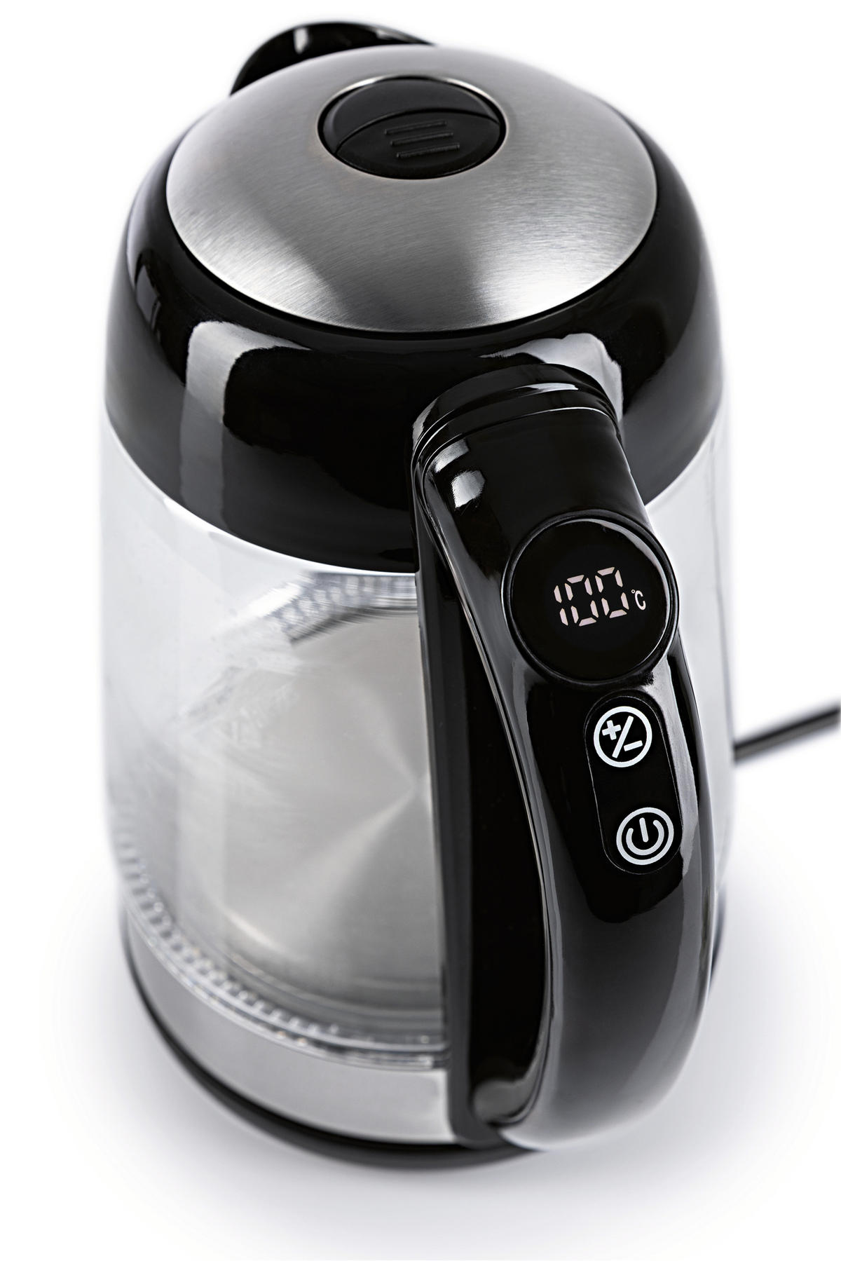 WASSERKOCHER GOURMETmaxx 1,7 L  - Edelstahlfarben/Schwarz, Basics, Glas/Kunststoff (21/16/25cm)