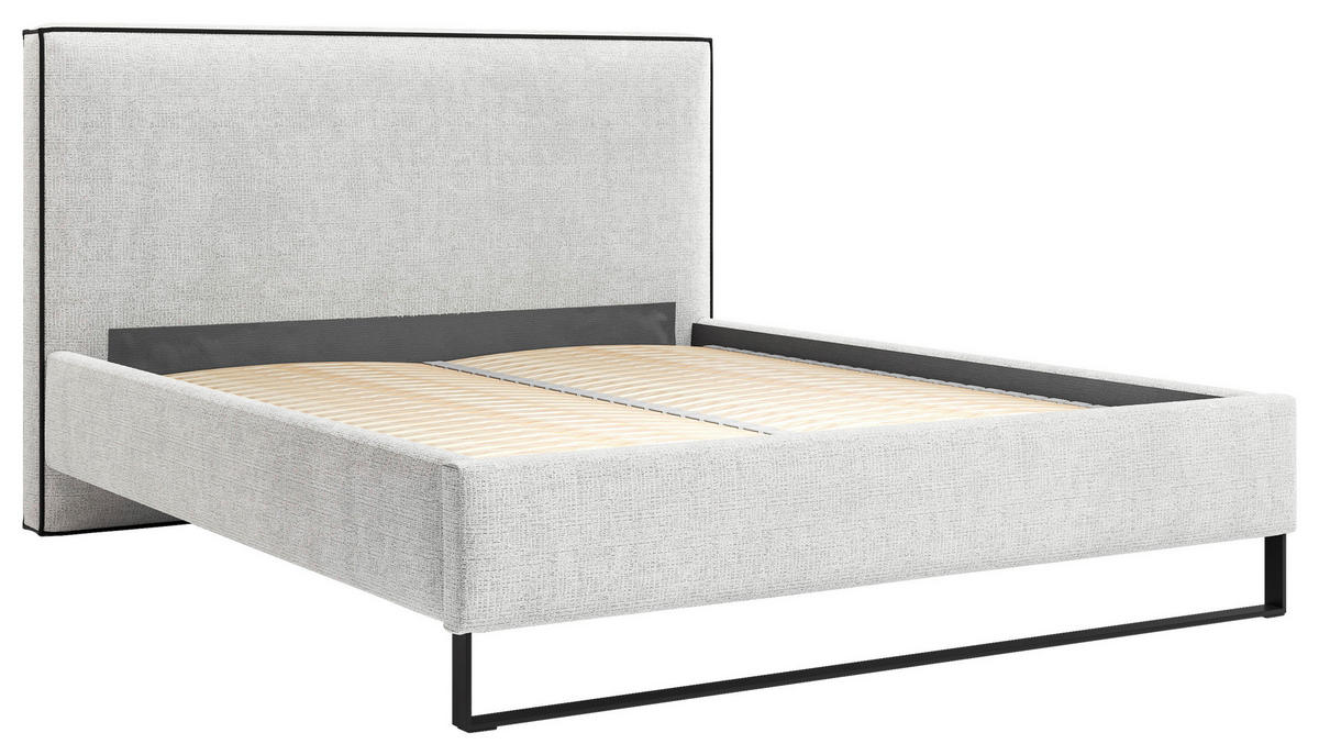 POLSTERBETT 140/200 cm,  in Naturfarben, gepolstertes Kopfteil, Lattenrost, Bettkasten,  - Schwarz/Naturfarben, MODERN, Holz/Holzwerkstoff (140/200cm) - MID.YOU