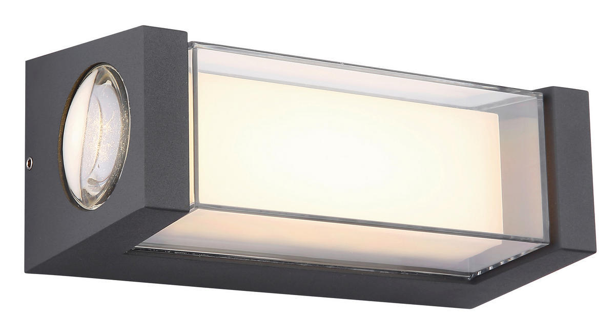 AUSSENWANDLEUCHTE - Transparent/Anthrazit, Design, Kunststoff/Metall (7,5/8,2/18,7cm) - Globo