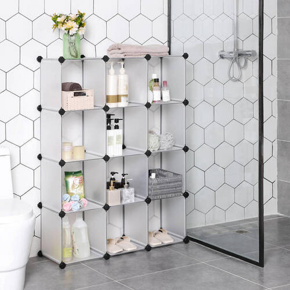 REGALKOMBINATION - Schwarz/Weiß, Basics, Kunststoff/Metall (93/123/31cm) - Boxxx