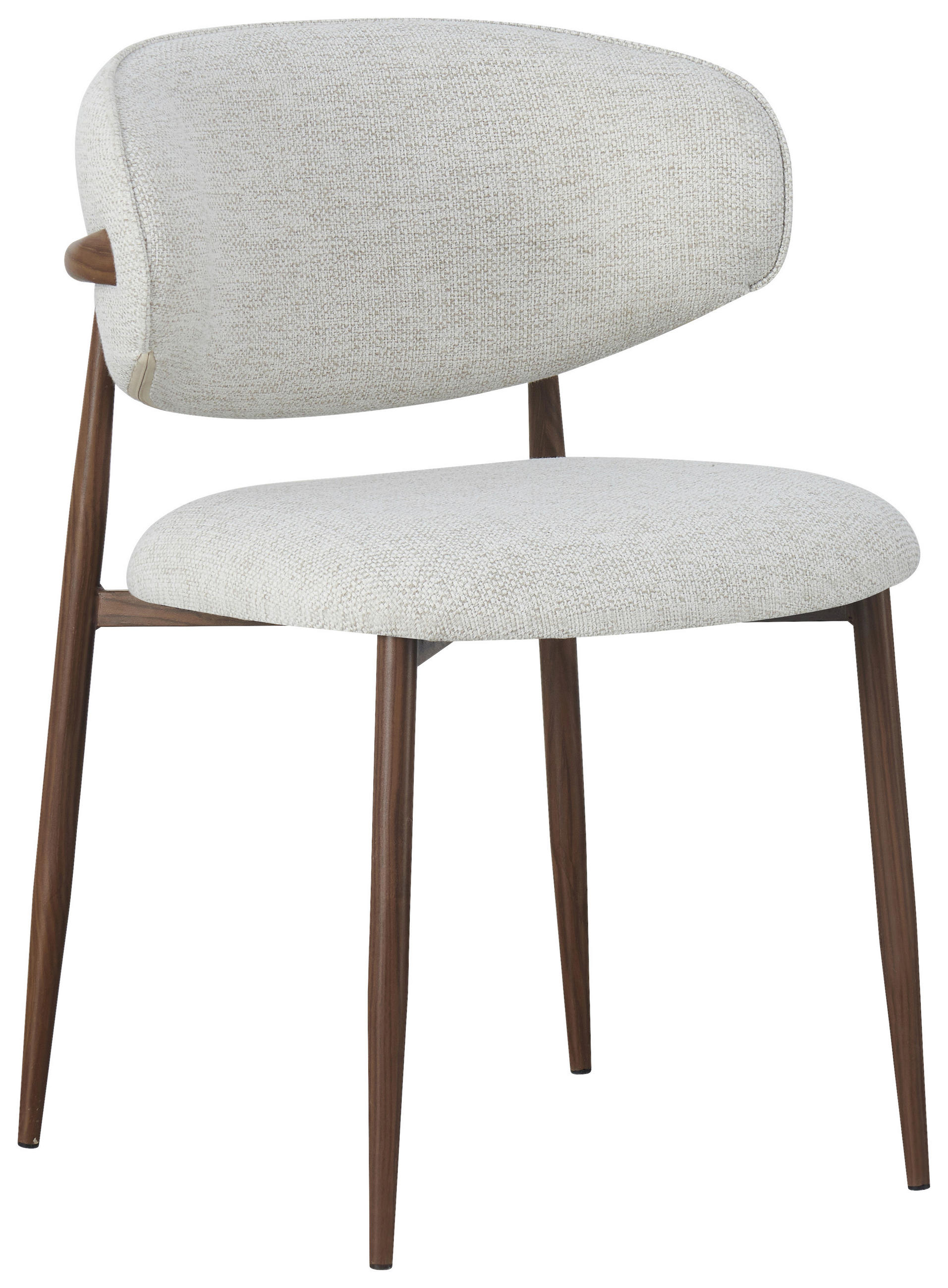 STUHL Webstoff Beige, Walnussfarben  - Beige/Nussbaumfarben, Design, Textil/Metall (53/79/58cm) - Novel