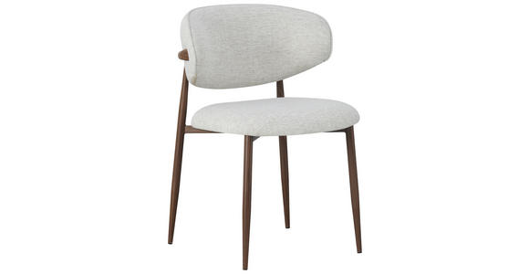 STUHL Webstoff Beige, Walnussfarben - Beige/Nussbaumfarben, Design, Textil/Metall (53/79/58cm) - Novel