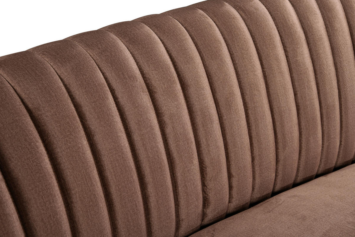 3-SITZER-SOFA ELARA Samt Braun  - Goldfarben/Braun, Design, Textil/Metall (246/81/111cm) - MID.YOU