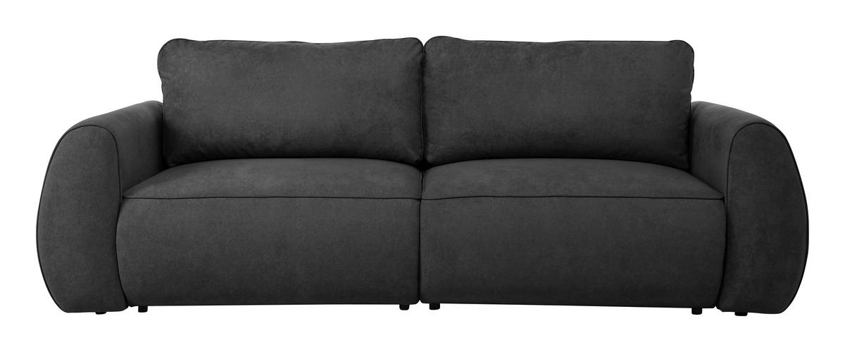 SCHLAFSOFA Chenille Graphitfarben  inkl. Zierkissen, Rückenkissen, Bettkasten, Schlaffunktion, Rücken echt, Liegefläche im Originalstoff  - Schwarz/Graphitfarben, KONVENTIONELL, Kunststoff/Textil (257/96/110cm) - Milino