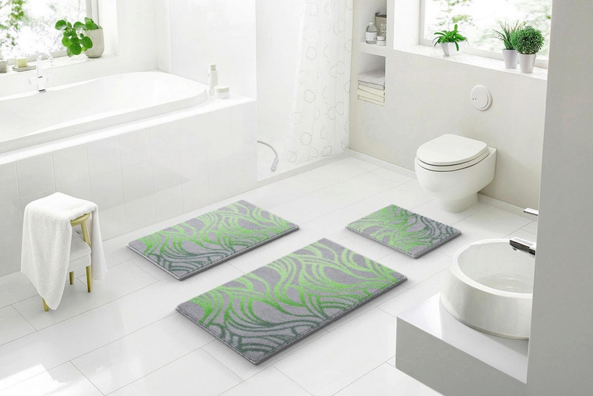 BADEMATTE Grün 60/100 cm  - Grün, Design, Kunststoff/Textil (60/100cm) - Grund