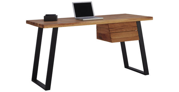 SCHREIBTISCH - Hellbraun/Eichefarben, LIFESTYLE, Holz/Metall (145/75/65cm) - Landscape