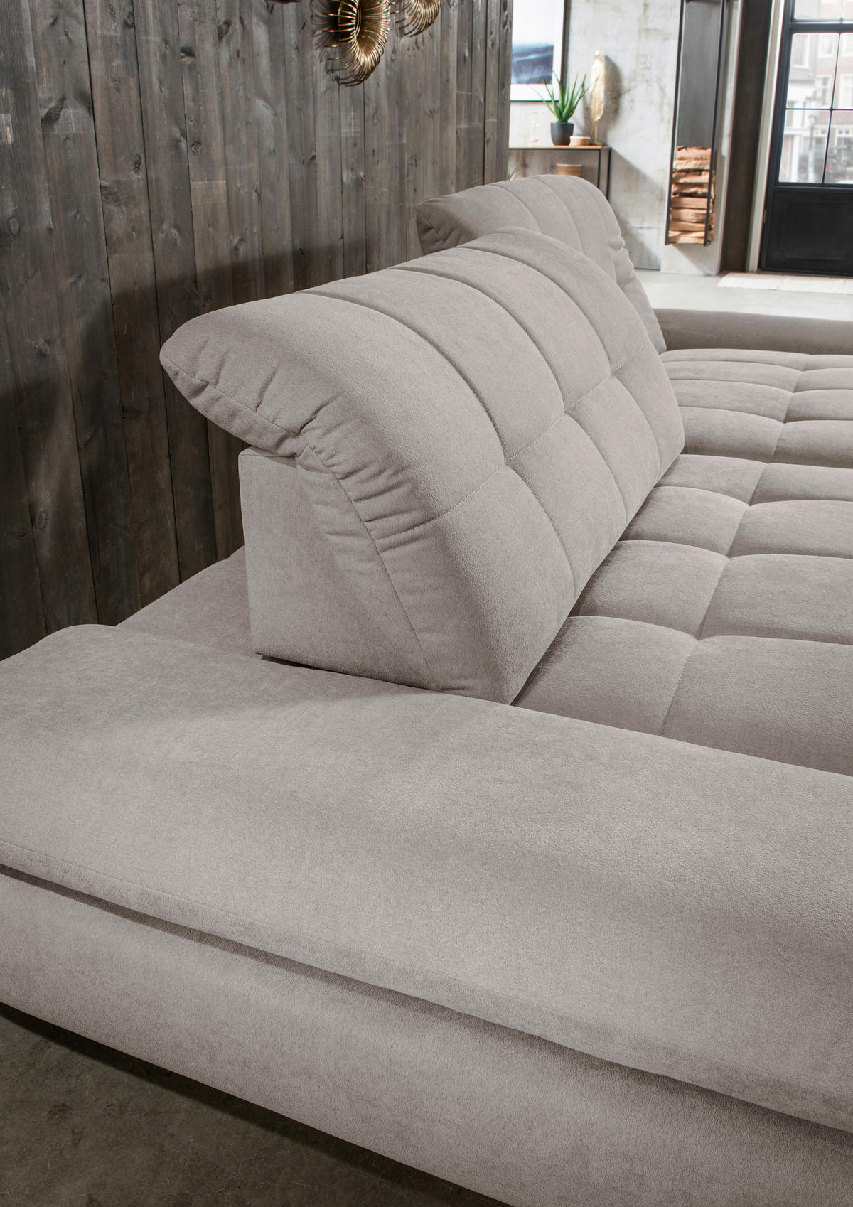 ECKSOFA in Mikrofaser Hellgrau  - Hellgrau/Schwarz, Design, Textil/Metall (290/198cm) - Xora