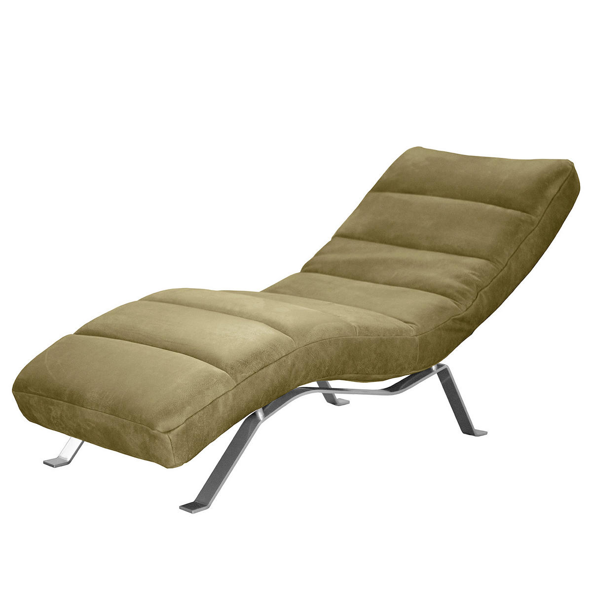 RELAXLIEGE in Echtleder Olivgrün  - Silberfarben/Olivgrün, Design, Leder/Metall (65/65-95/171cm) - Livetastic