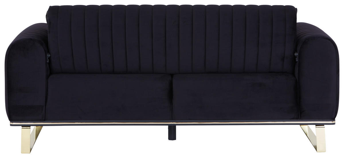 2-SITZER-SOFA Velours Schwarz  - Goldfarben/Schwarz, MODERN, Textil/Metall (180/83/90cm) - Livetastic