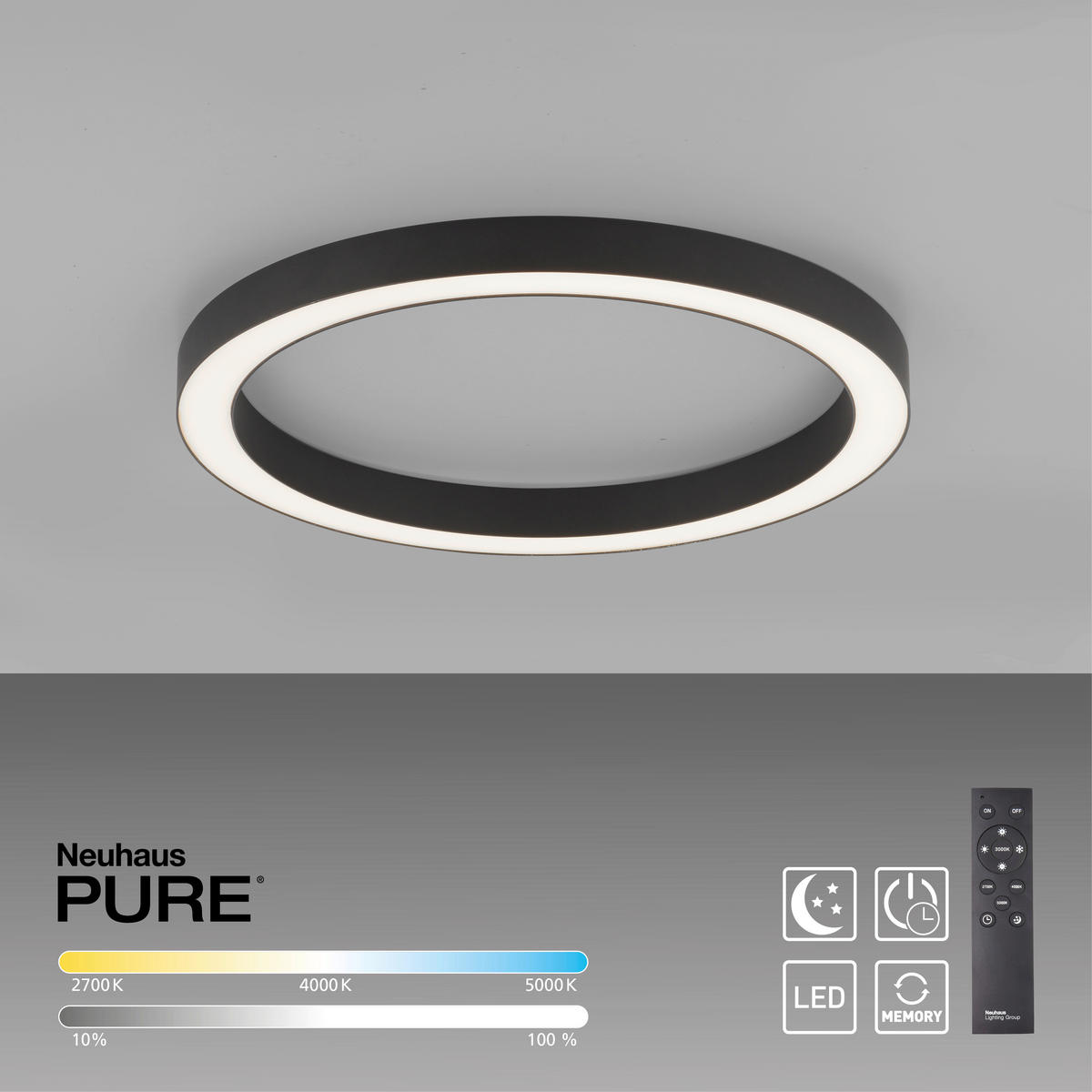 STROPNA LED-SVETILKA  Pure Lines 30 W/3750 lm/2700-5000 K/230 V/ - antracit, Design, kovina/umetna masa (50/3,9/4cm)