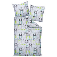 POVLEČENÍ, makosatén, šedá, zelená, 155/220 cm  - šedá/zelená, Design, textil (155/220cm) - Janine