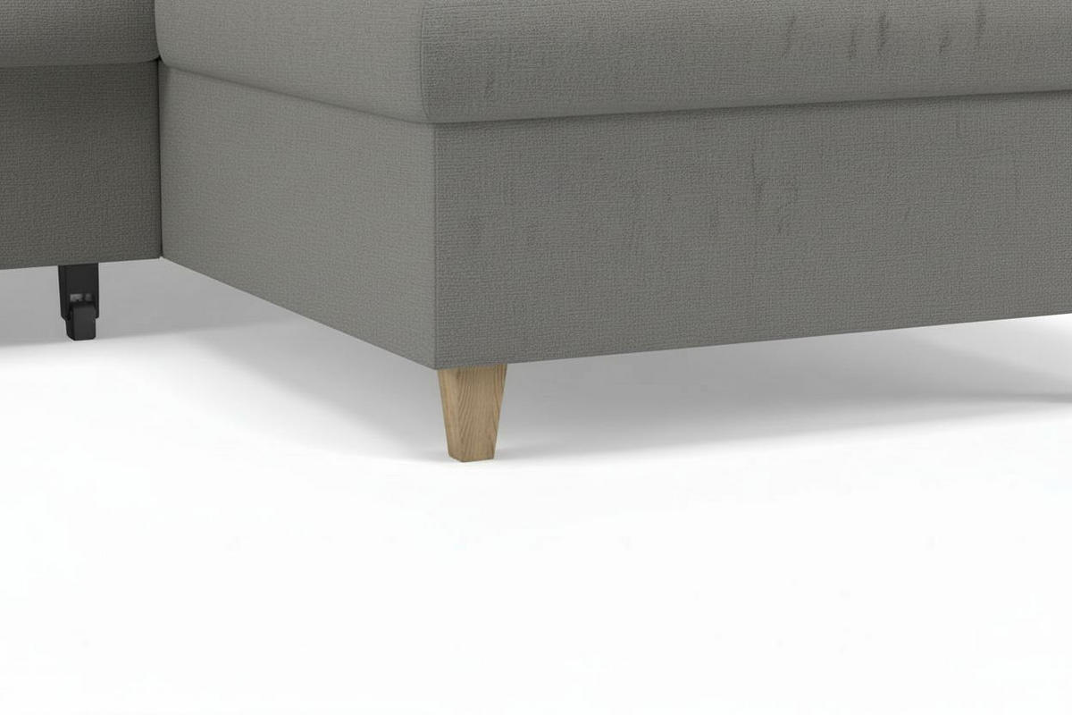 WOHNLANDSCHAFT NIKAS Grau Bouclé  - Buchefarben/Grau, Design, Holz/Textil (310/160/145cm) - MID.YOU