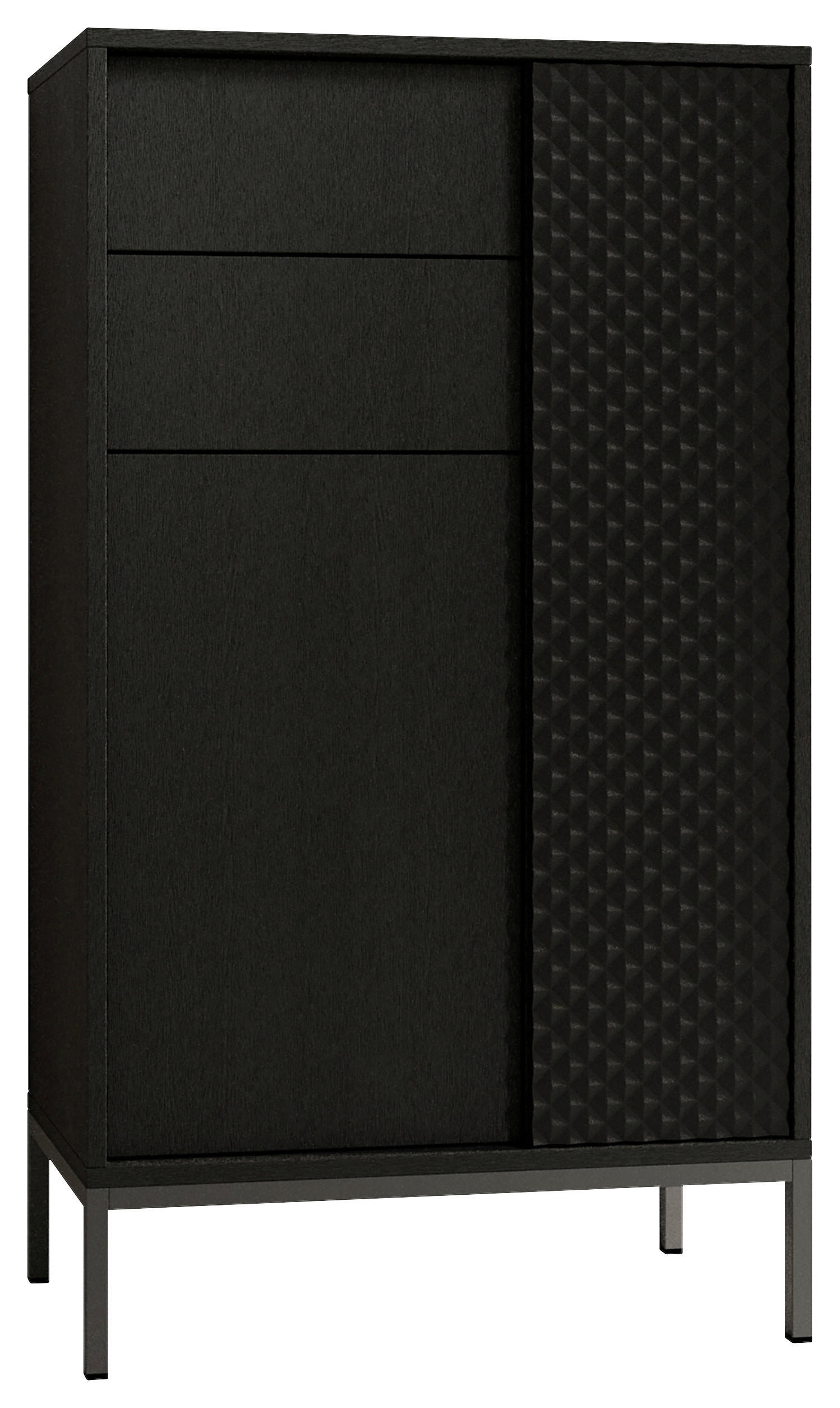 MIDISCHRANK 60/106/32 cm  - Schwarz, MODERN, Holzwerkstoff/Metall (60/106/32cm) - MID.YOU