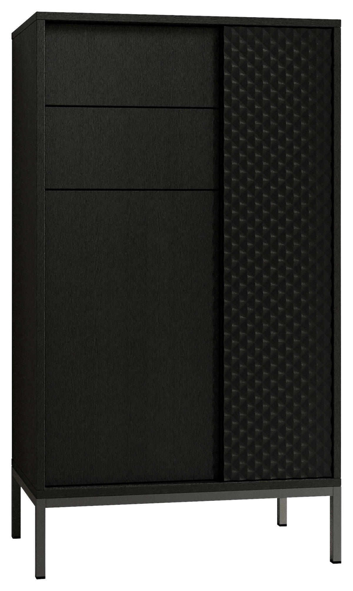 MIDISCHRANK 60/106/32 cm  - Schwarz, MODERN, Holzwerkstoff/Metall (60/106/32cm) - MID.YOU