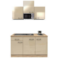 MINIKÜCHE 150 cm   in Kaschmir  - Kaschmir/Edelstahlfarben, MODERN, Holzwerkstoff/Metall (150cm) - FlexWell