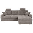 ECKSOFA in Mikrofaser Braun  - Chromfarben/Braun, MODERN, Kunststoff/Textil (276/193cm) - Hom`in