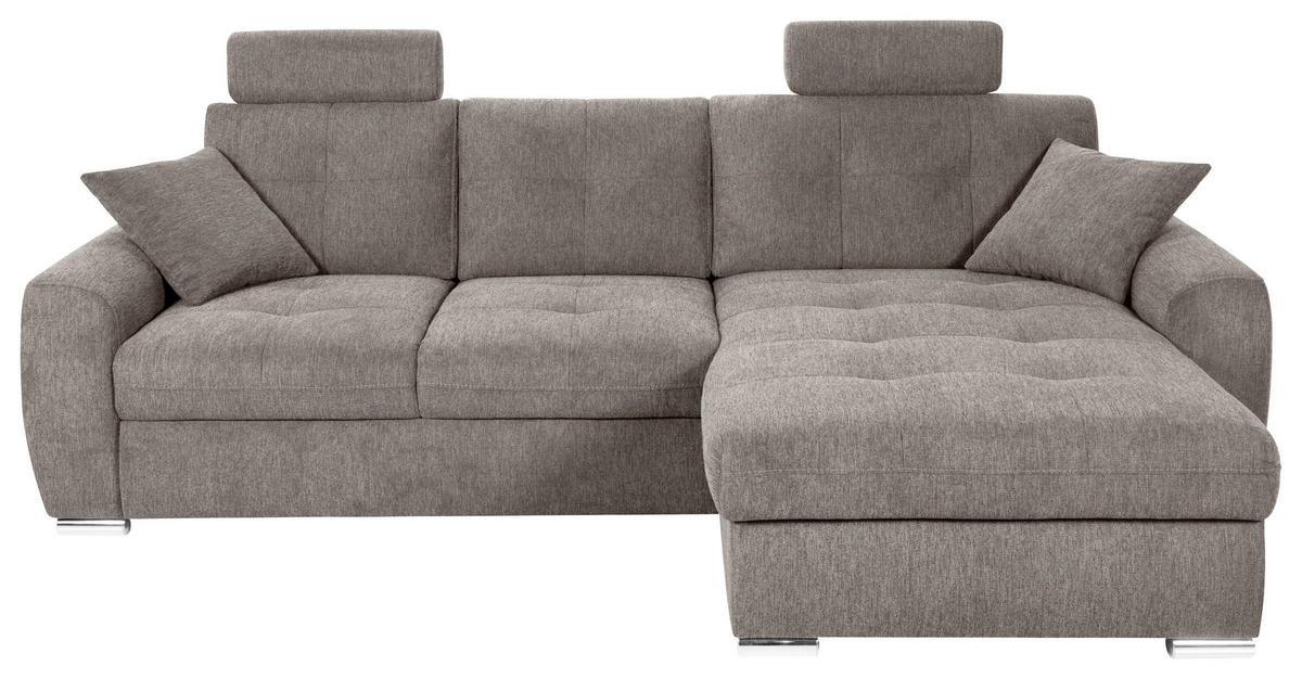 ECKSOFA in Mikrofaser Braun  276/193 cm  - Chromfarben/Braun, MODERN, Kunststoff/Textil (276/193cm) - Hom`in