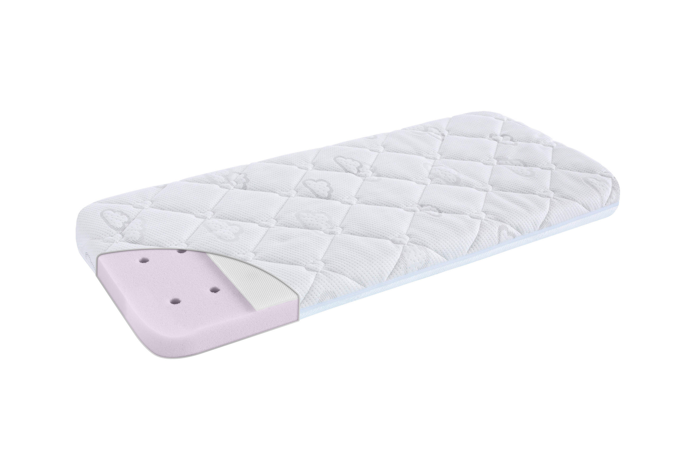 KINDERWAGENMATRATZE Brise Light   34,5/76 cm   - Weiß, Basics, Textil (34,5/76cm) - Träumeland