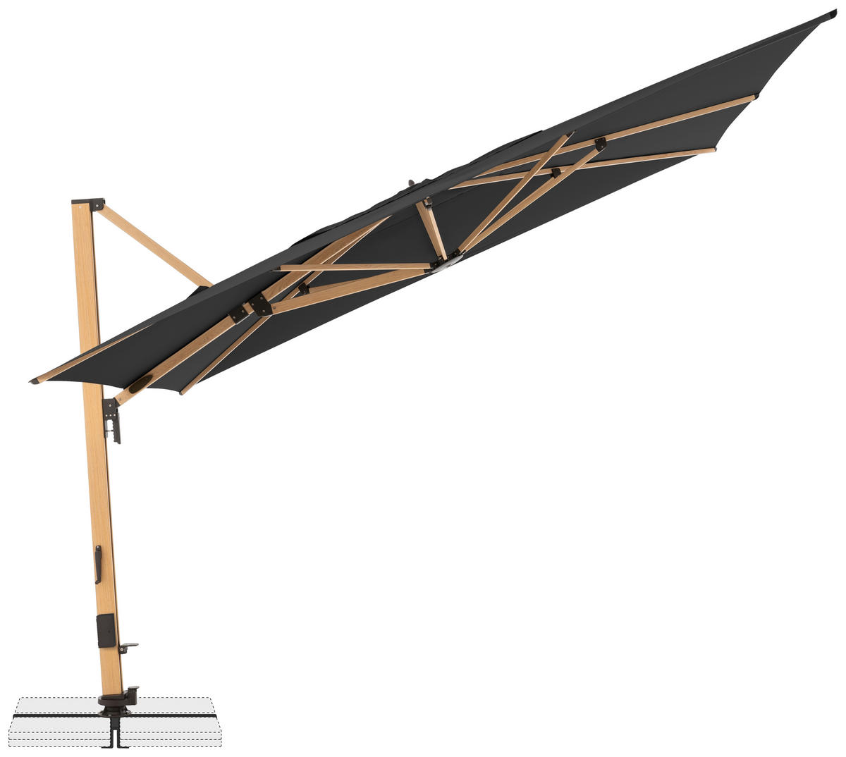 AMPELSCHIRM 400x300 cm  - Eichefarben/Anthrazit, Basics, Textil/Metall (400/300cm) - Doppler