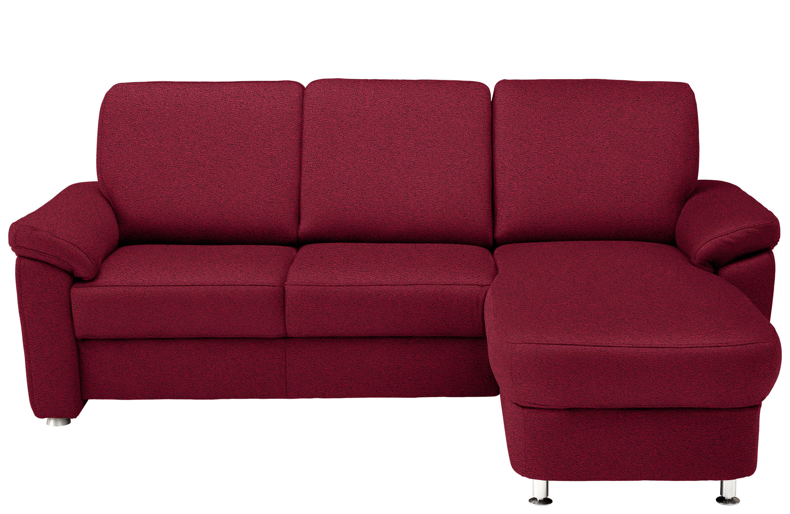 ECKSOFA in Flachgewebe Weinrot  - Chromfarben/Weinrot, Konventionell, Textil/Metall (250/163cm) - Beldomo System