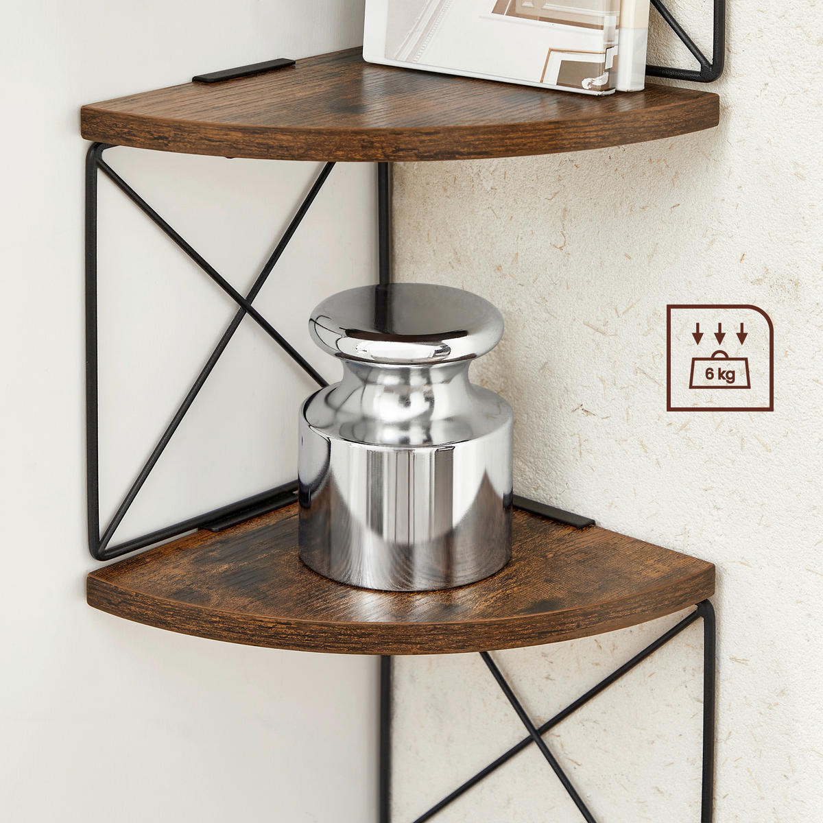 REGAL Recyclingholz Braun, Schwarz  - Schwarz/Braun, Basics, Holz/Metall (20/127,5/20cm) - Boxxx