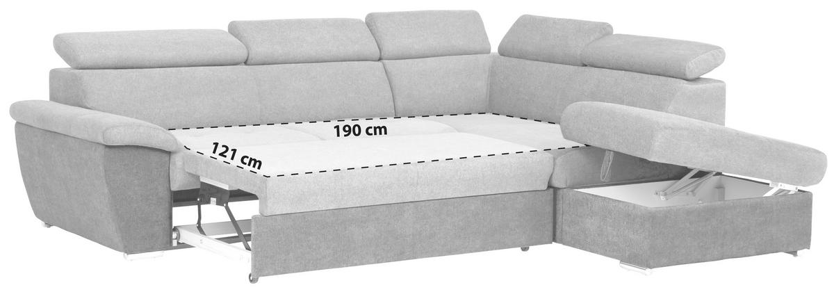 ECKSOFA in Mikrofaser Schwarz, Silberfarben  - Chromfarben/Silberfarben, Design, Textil/Metall (262/216cm) - Livetastic