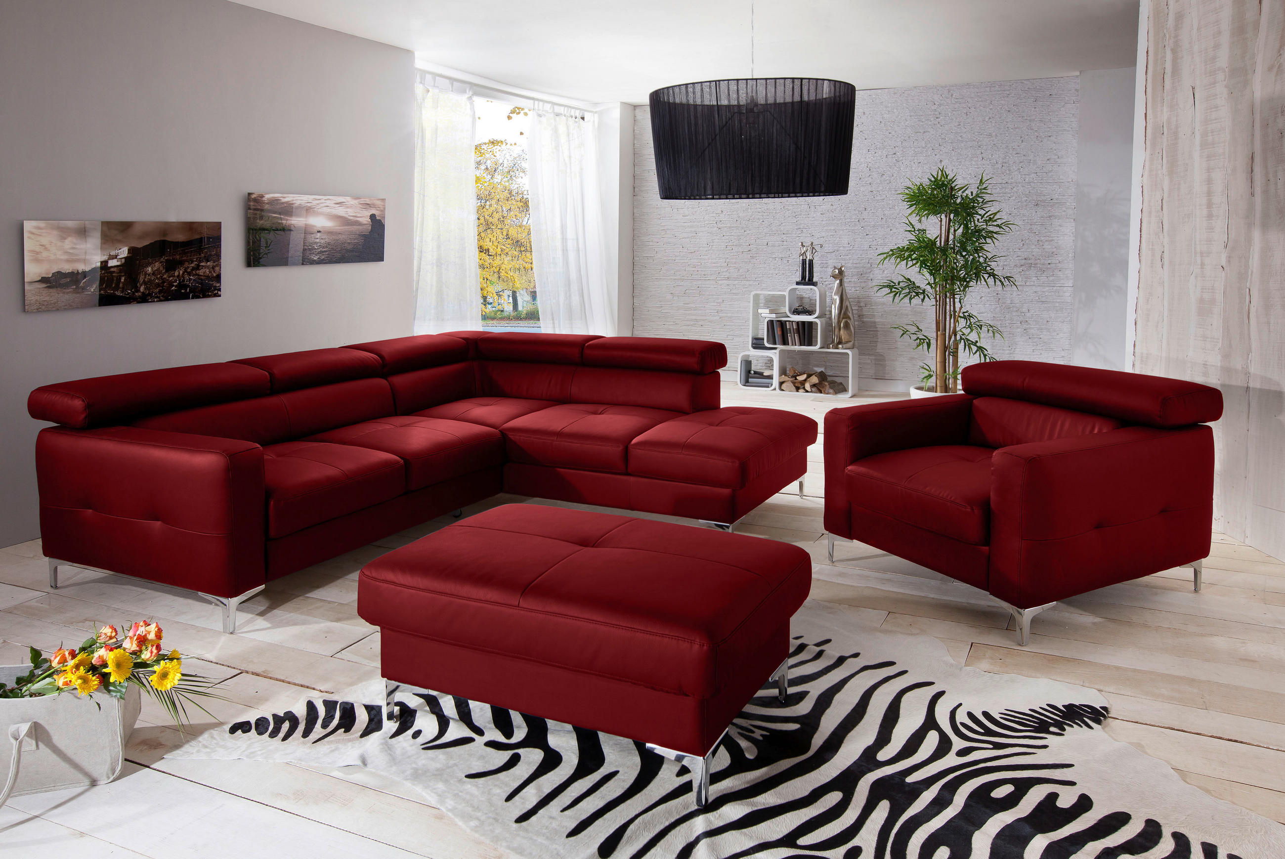 SESSEL in Echtleder Rot - Chromfarben/Rot, Design, Leder/Metall (99/78-92/106cm) - Livetastic