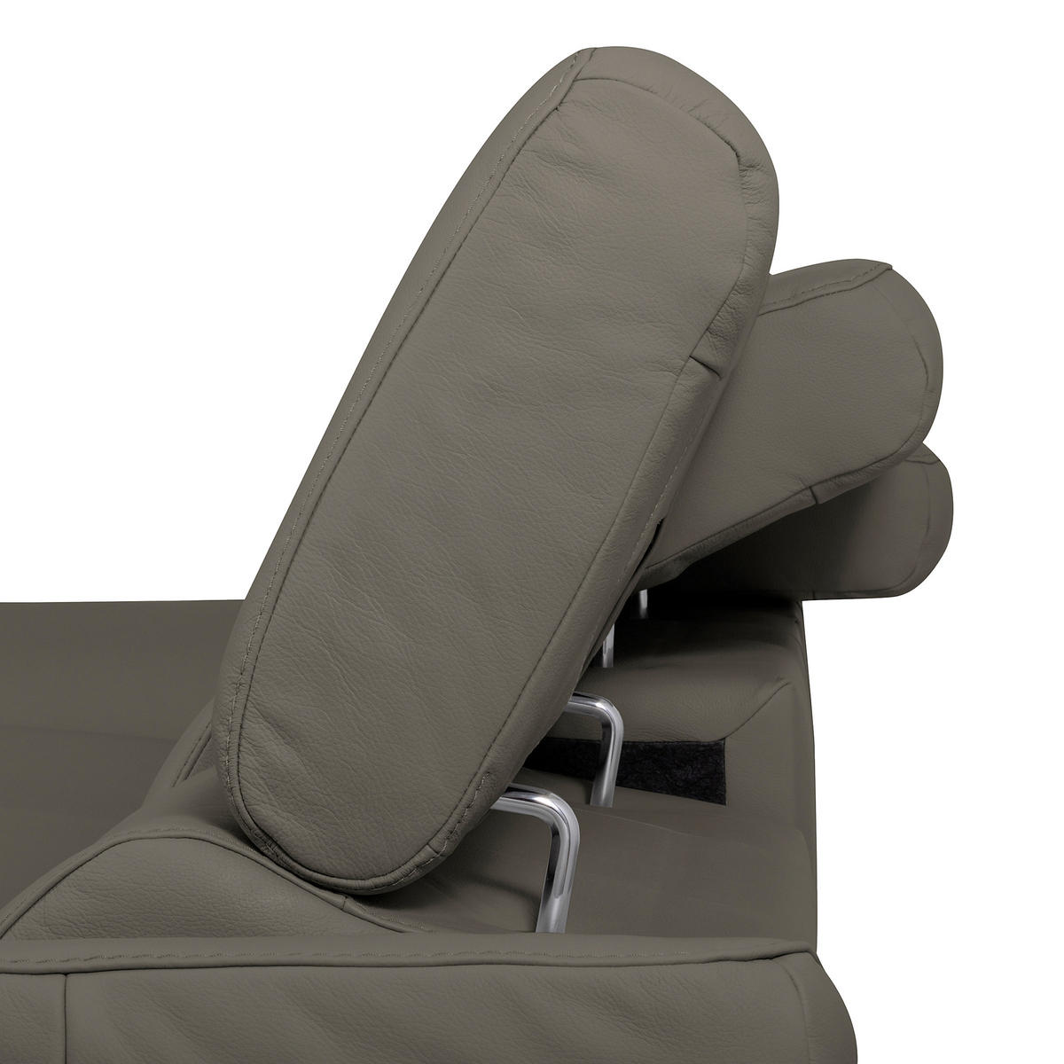 ECKSOFA SONO Schlammfarben Echtleder Lederlook Bettkasten, Armteilverstellung, Kopfteilverstellung  - Chromfarben/Schlammfarben, Design, Leder/Textil (252/179cm) - Livetastic